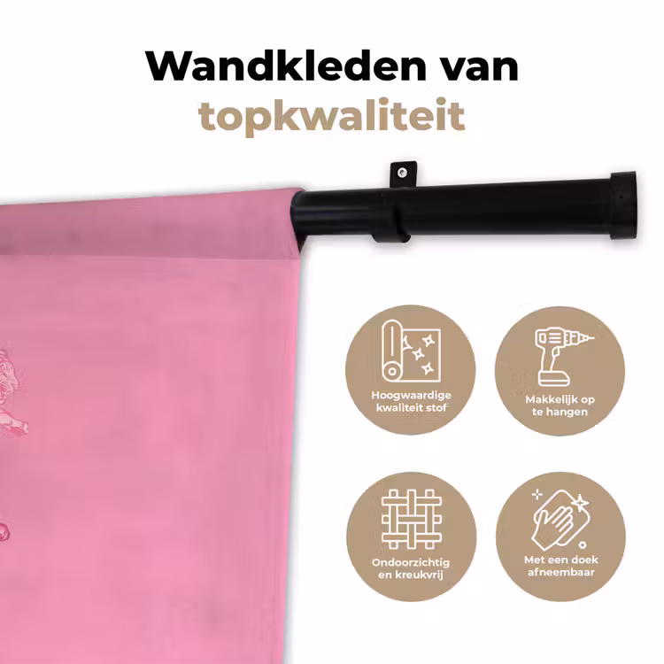 Wandkleed - Kat - Springend - Dieren - Roze - Modern — 3