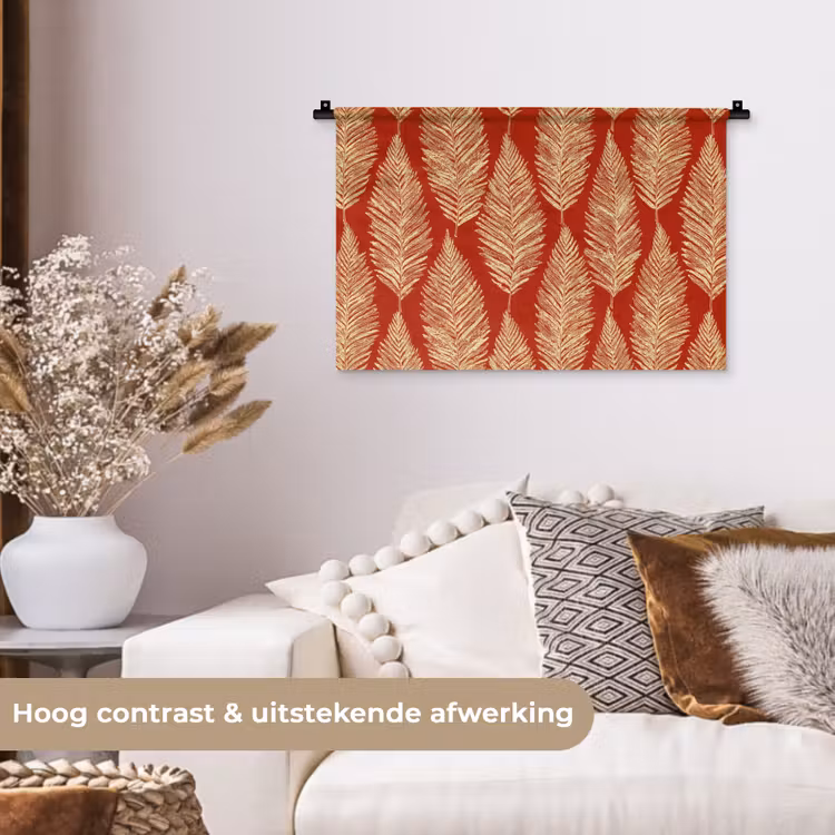 Wandkleed - Rood - Botanisch - Varen - Patroon — 4