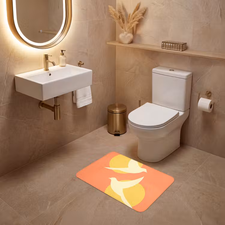 WC Mat - Vogels - Cirkels - Geel — 4