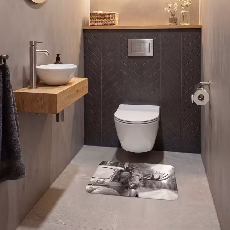 WC Mat - Eland - Auto - Gewei - Zwart - Wit — 2
