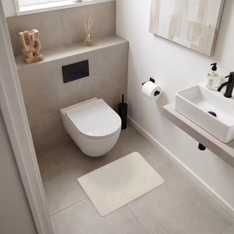 WC Mat - Lichtbeige - Terrazzo - Grijs — 6