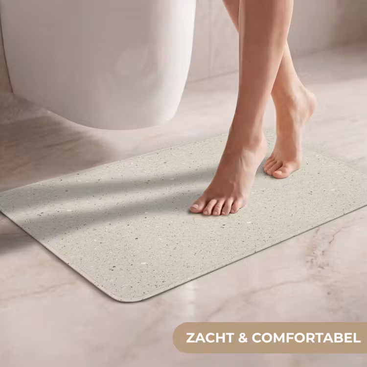 WC Mat - Lichtbeige - Terrazzo - Grijs — 7