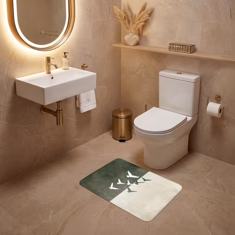 WC Mat - Japandi - Vogel - Groen — 4