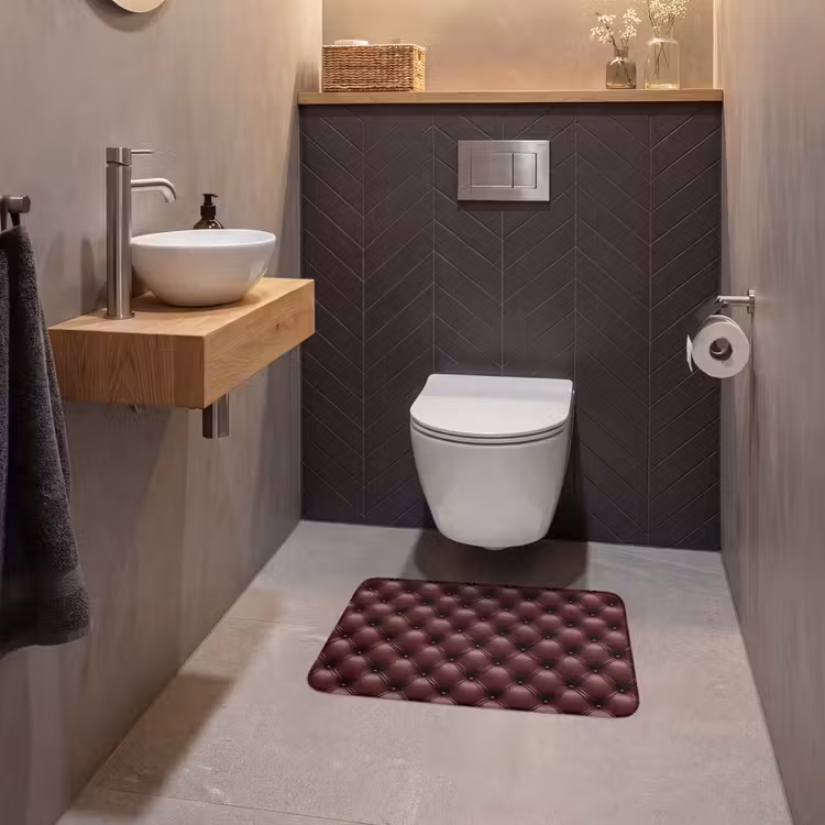 WC Mat - Leer - Patroon - Bordeaux — 2