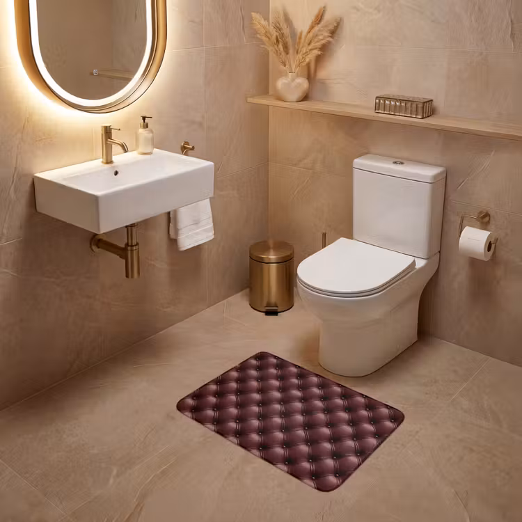 WC Mat - Leer - Patroon - Bordeaux — 4