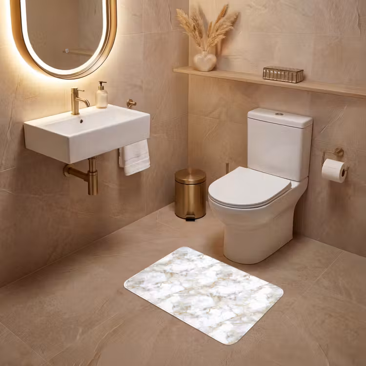WC Mat - Gouden aders - Marmer - Wit — 4