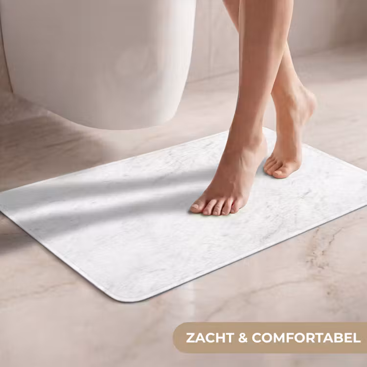 WC Mat - Wit - Marmer - Grijze aders — 7