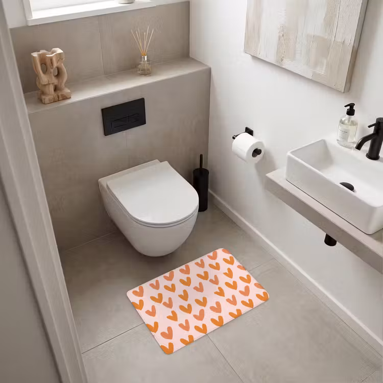 WC Mat - Hartjes - Getekend - Oranje — 6