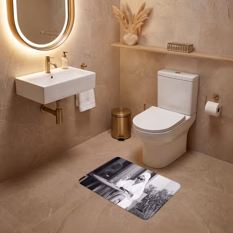 WC Mat - Modern - Vrouw - Zwart - Wit — 4