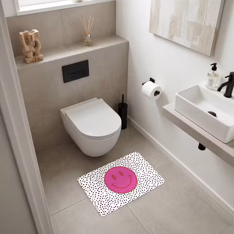 WC Mat - Smiley - Roze - Stippen — 6