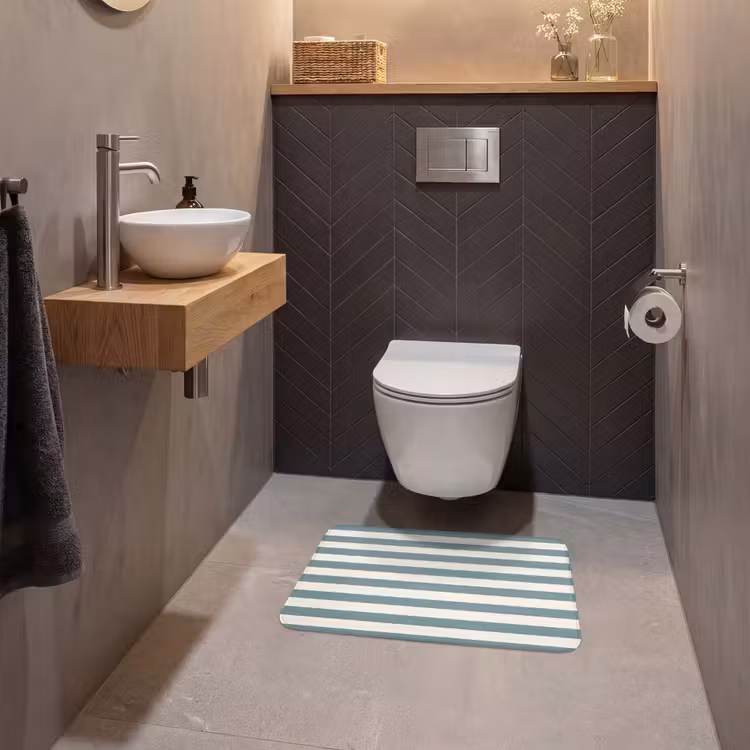 WC Mat - Strepen - Modern - Blauw — 2