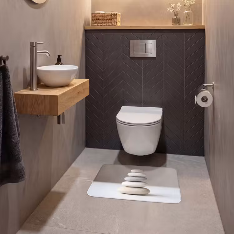 WC Mat - Gestapelde - Stenen - Grijs — 2