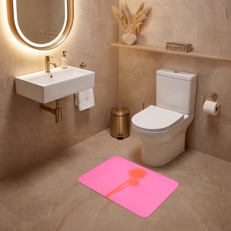 WC Mat - Palmbomen - Modern - Roze — 4