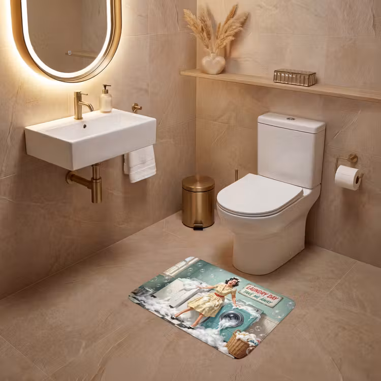 WC Mat - Retro - Blauw - Vrouw — 4