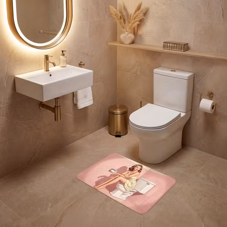 WC Mat - Roze - Retro - Vrouw — 4