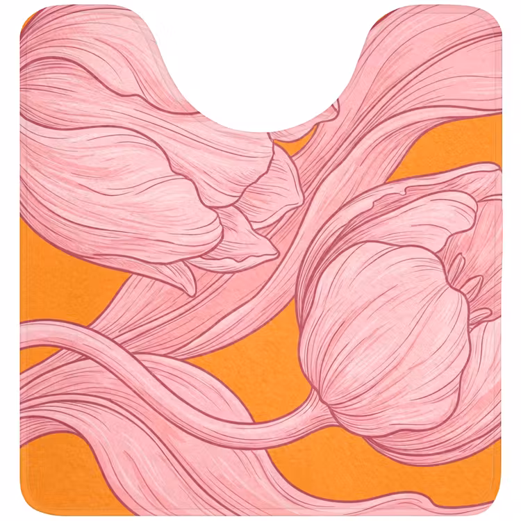 WC Mat - Roze bloemen - Modern — 1