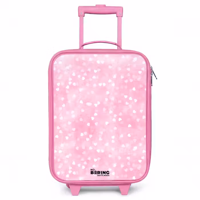 Kinderkoffer - Roze - Roze glitter hartjes